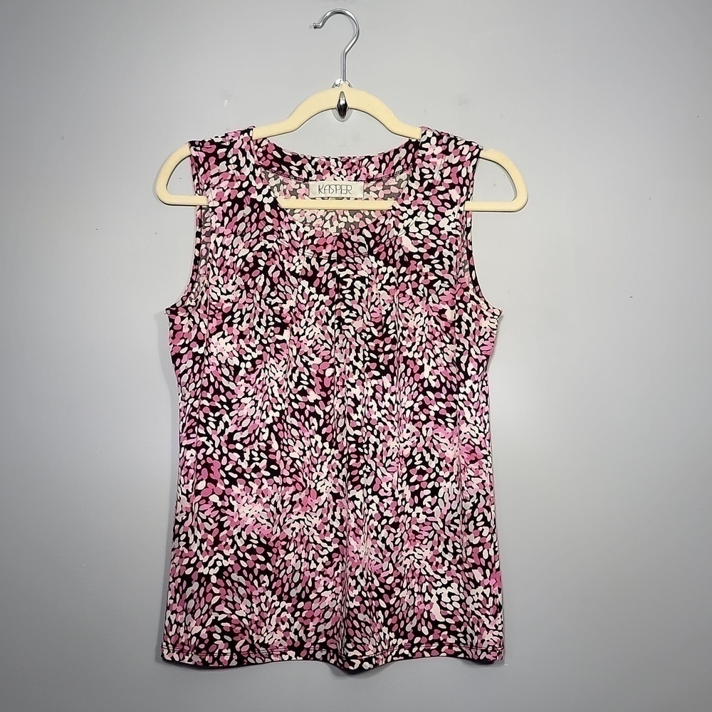 Kasper Vintage 90's Y2K Pink & Black V-Neck Short Sleeve Top